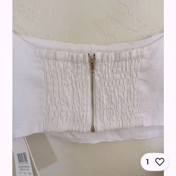 DISSH White Puff Sleeve Linen Crop Top - Picture 10 of 14